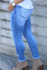 Washed Holes High-waist Skinny Jeans