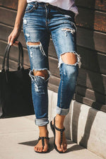 Shredded Stretchy Slim-fit Jeans