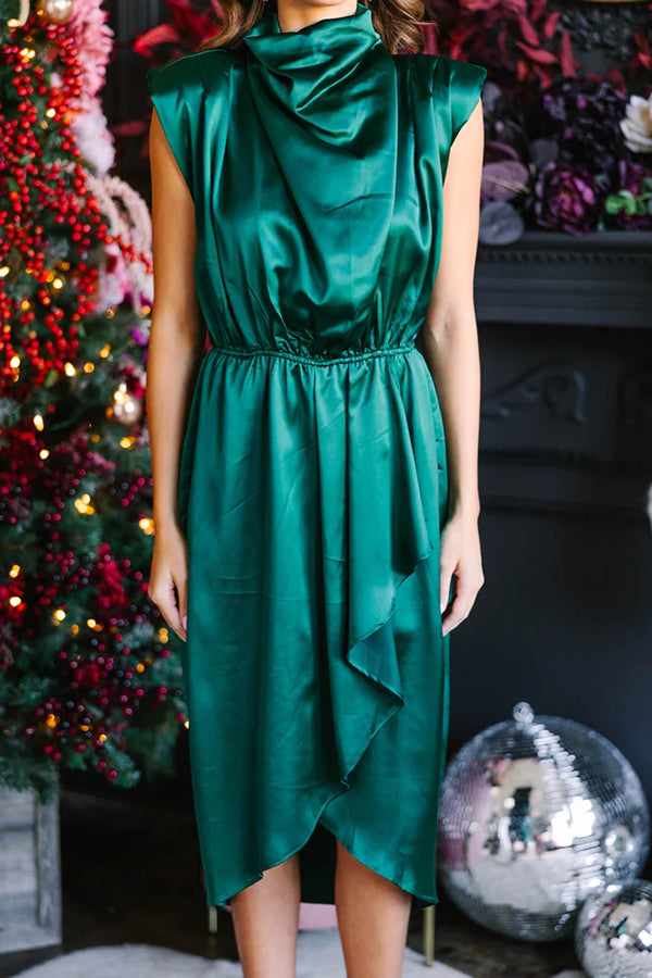 Embrace The Joy Ruffle Satin Midi Dress