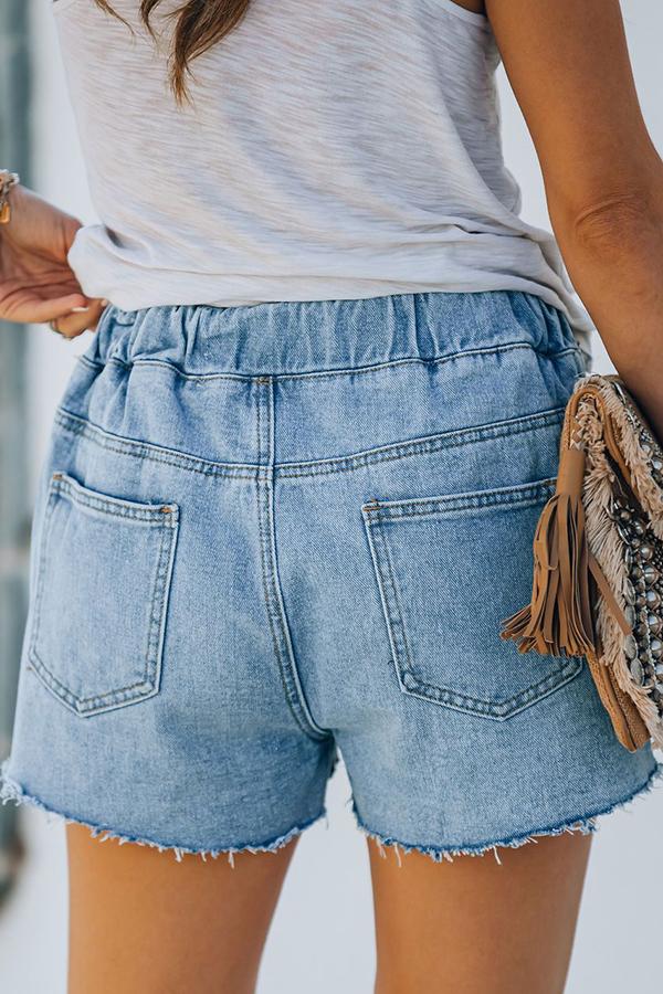 Clayton Distressed Drawstring Denim Shorts