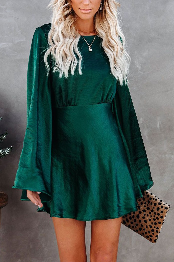 Christmas Stain Bell Long Sleeve Mini Dress