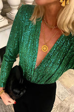 Beyond Fabulous Sequin Padded Shoulder Top