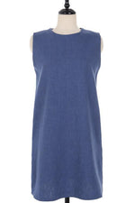 Linen O Neck Sleeveless Mini Dress