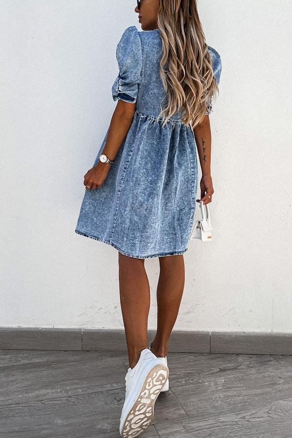 Sedona Cotton Denim Babydoll Dress