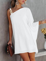 Batwing Sleeve Cold Shoulder Solid Evening Party Dress