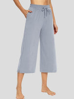 Casual Solid 3/4 Long Wide-leg Pants