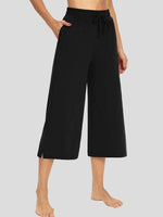 Casual Solid 3/4 Long Wide-leg Pants