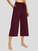 Casual Solid 3/4 Long Wide-leg Pants