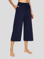 Casual Solid 3/4 Long Wide-leg Pants