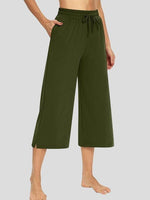 Casual Solid 3/4 Long Wide-leg Pants