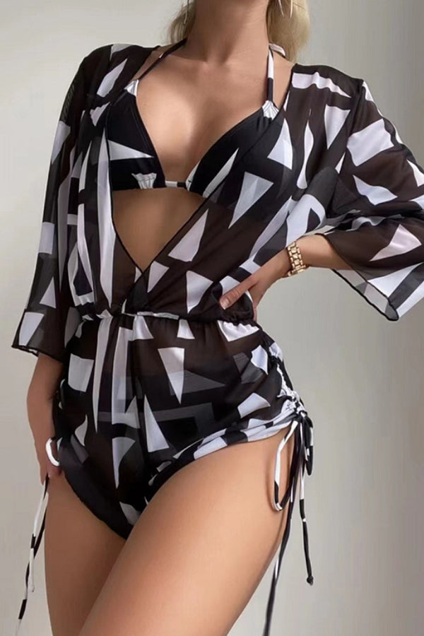 Cruise The Beach Printed Bikini+Cover-up Set