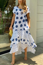 Flowy Polka Dots Pocketed Tiered A-line Maxi Dress