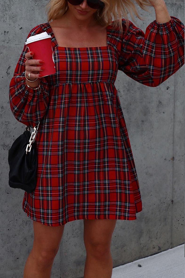 A Lovely Time  Plaid Babydoll Dress