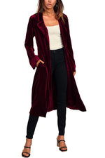 Downtown Elegance Pocketed Belt Velvet Midi Coat