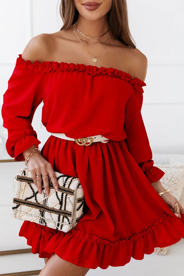 Ray of Sun Off Shoulder Long Sleeve Mini Dress