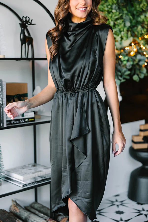 Embrace The Joy Ruffle Satin Midi Dress