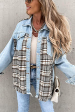 Denim Stitching Plaid Loose Jackets