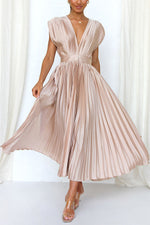 Hello Gorgeous Satin Pleated Midi Dress