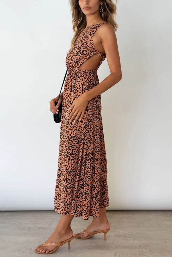 Shane Animal Print Backless Maxi Dress