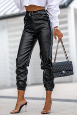 Novakiki Don't Rush It PU Leather High Waist Cuffed Pants