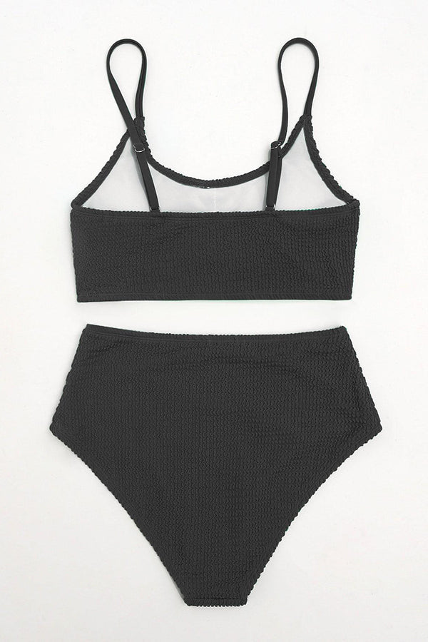 Sea of Hearts Textured High Waist Bikini Swimsuit