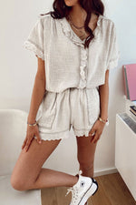 Ruffles Blouse Shorts Set