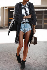 Hemming High Waist Denim Shorts