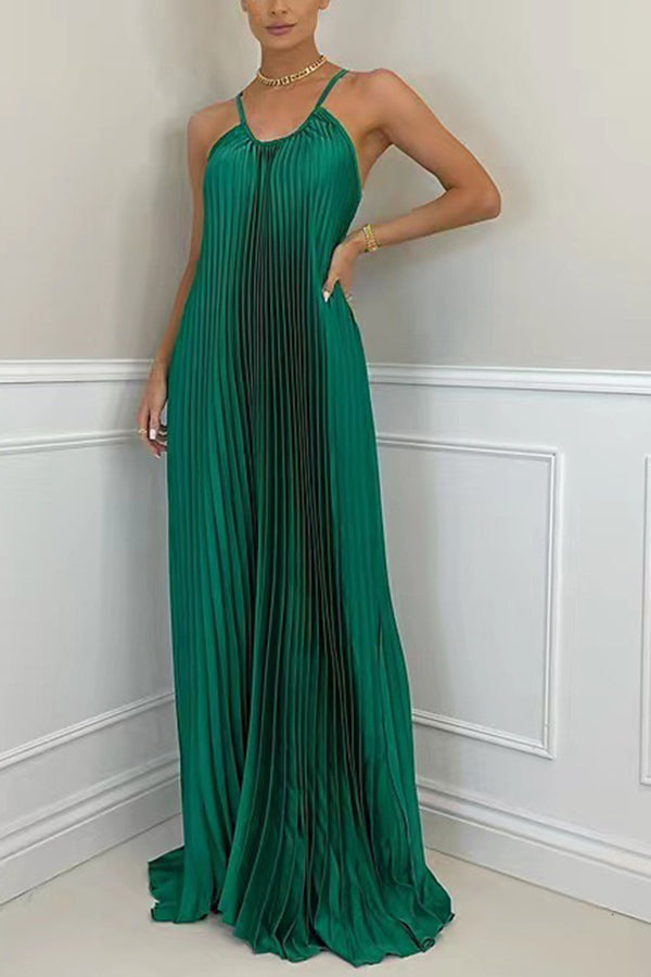 Pure Romance A-line Pleated Maxi Dress