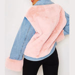 Casual Plush Denim Stitching Jacket