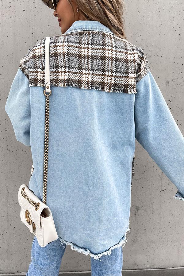 Denim Stitching Plaid Loose Jackets