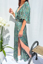 Capture Your Attention Printed Belt Maxi Dress