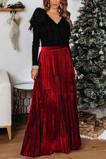 Romantic One Velvet Pleated Maxi Skirt