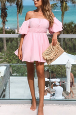 Off Shoulder Puff Sleeve Mini Dress