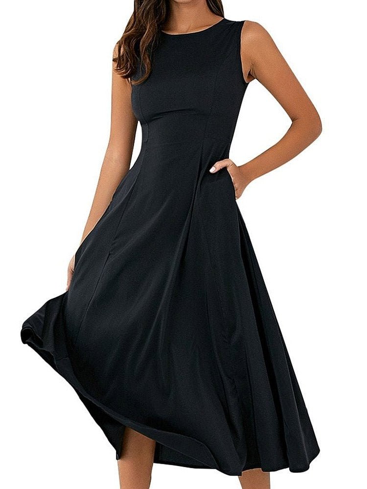 Sleeveless Round Neck  Women's Large Swing Dress