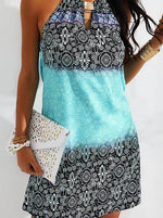 Summer Loose Print Sleeveless Mini Dress