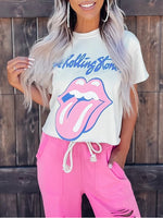 Lip Graphic Printed Crew Neck T Shirt