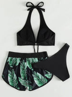 Women's Bikinis Ruffle Print Shorts Swimsuit Bikini Set