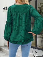 Women's Blouses Floral Texture Chiffon Lantern Sleeve Blouse