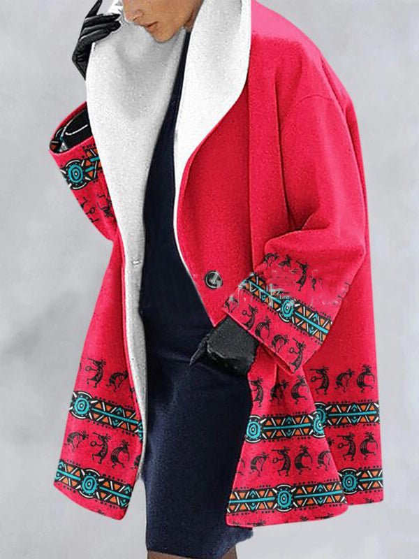 Women's Cardigans Ethnic Style Printed Heavy Woolen Cardigan