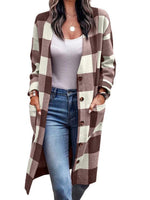 Women's Coats Plaid Single Breasted Pocket Coat