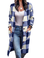 Women's Coats Plaid Single Breasted Pocket Coat