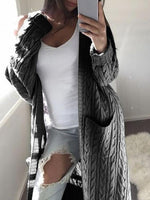 Women's Cardigans Pocket Twist Long Sweater Cardigan