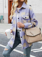 Women's Coats Single Breasted Lapel Plaid Coat