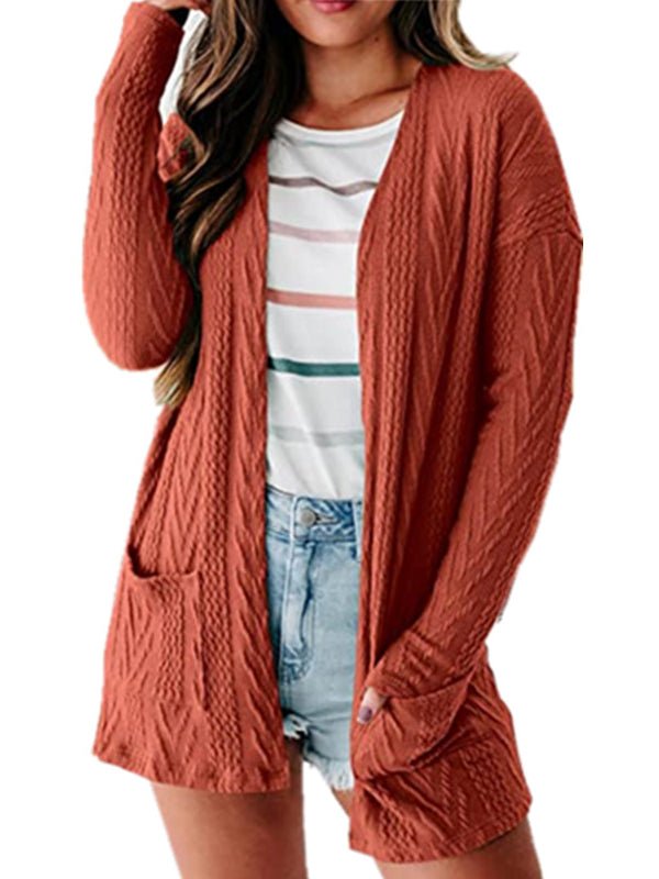 Women's Cardigans Solid Loose Knitted Long Sleeve Sweater Cardigan