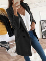 Women's Coats Lapel Fitted Woolen Long Sleeve Coat