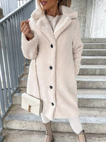 Women's Coats Lapel Long Sleeve Plush Long Coat