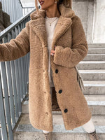 Women's Coats Lapel Long Sleeve Plush Long Coat