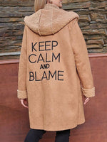 Women's Coats Medium Long Hooded Long Sleeve Embroidered Lamb Hair Coat