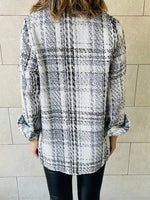 Women's Coats Plaid Lapel Loose Button Long Sleeves Coat