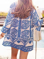 Women's Dresses Bohemian Print 3/4 Sleeve Mini Dress